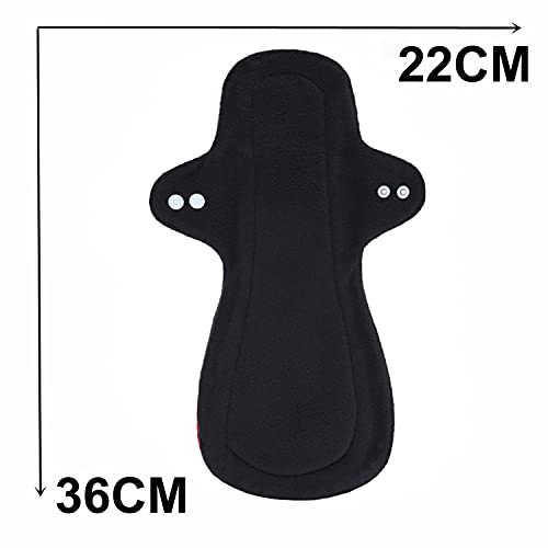 7PCS Pack Reusable Washable Incontinence Cloth Pads Including 6PCS Heavy Flow Feminine Hygiene Bamboo Charcoal Cloth Sanitary Pads Reusable Menstrual Pad + 1PC Mini Wet Bag - color: 7 Pieces Set A4, size: Heavy Flow Bamboo Charcoal