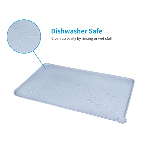AUDWUD Silicone Waterproof Pet Feeding Mats,Anti Slip Bowl Pad,Dog Mat for Food and Water - color: Ice Blue, size: 18.5" x 11.5"