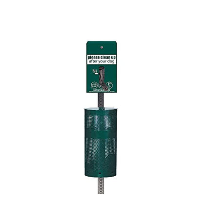 Standard Low Profile Dog Waste Station / EZ_Tie Hanging Bag System (Matte Green)