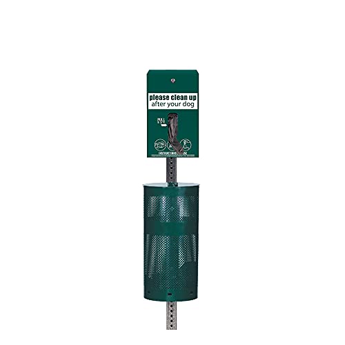 Standard Low Profile Dog Waste Station / EZ_Tie Hanging Bag System (Matte Green)