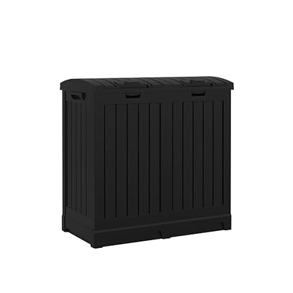 Suncast Dual Trash Hideaway Cabinet for Garbage and Recycle Bags, Discrete Outdoor Trash Cabinet with Concealed Trash Bag Holders, Holds Two 33-Gal. Bags, Made in the USA - color: Black