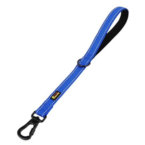 PLUTUS PET Short Training Dog Leash with Padded Handle for Medium Large Dogs,18 Inch Heavy Duty Strong Traffic Leash with Carabiner Clip for Climbing Walking or Guiding Blind(18”，Royal Blue) - color: Royal Blue, size: 18 Inch (Pack of 1)