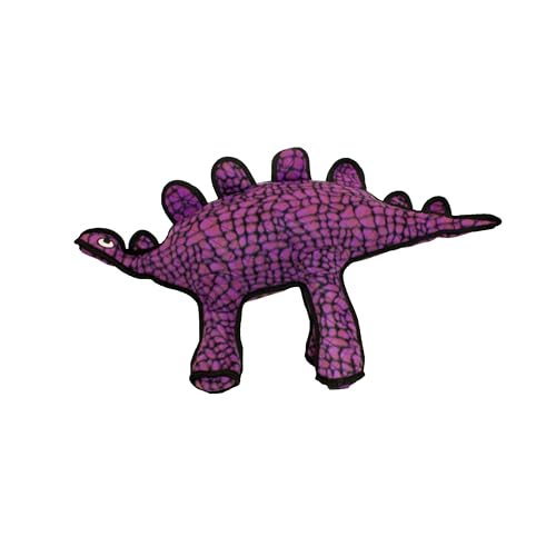 TUFFY - World's Tuffest Soft Dog Toy - Dinosaur Stegosaurus- Squeakers- Multiple Layers. Made Durable, Strong & Tough. Interactive Play (Tug, Toss & Fetch). Machine Washable & Floats - color: Purple Stegosaurus Dinosaur