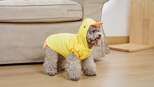 Mogoko Duck Dog Costumes, Pet Halloween Cosplay Hoodies, Adorable Yellow Duck Costume,Animal Fleece Hoodie Warm Outfits Clothes - size: Back:14.6",Neck:14.2",Chest:18.1"