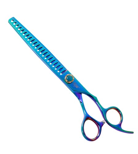 7.5'' Dog Chunker Scissors for Grooming 440C Stainless Steel Green Professional Pet Trimming Scissors Sharp Blades Cutting for Dogs and Cats Shears - style: Chunker