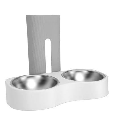 Wall Mounted Pet Bowl, Stainless Steel Pet Feeding Station with Adjustable Height Anti Tip Design, Wall Dish for Dog and Cat, Mounted Elevated Feeder (Grey White) - color: Grey White