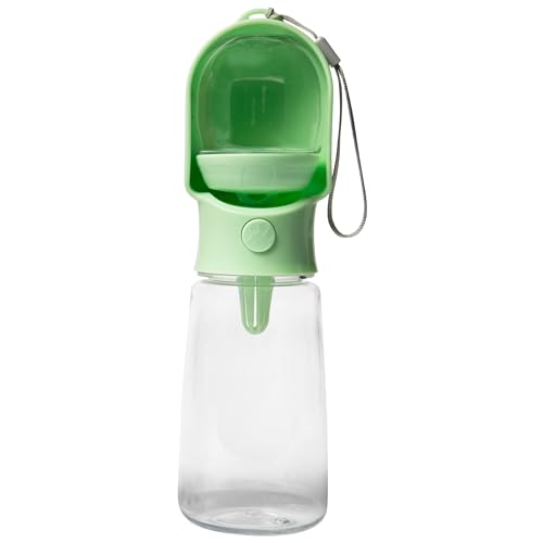 Leak Proof Portable Dog Water Bottle with Bowl – Travel Pet Water Dispenser for Walking & Hiking – Food Grade Plastic – Choose from 3 Colors (Green, 500 ml) - color: Green, size: 500 ml