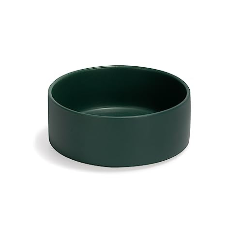 SPUNKYJUNKY 13.5OZ Ceramic Dog and Cat Bowl, Modern Cute Weighted Food Water Bowl for Replacement Green (1 Pack) - color: Green, size: 1.7 CUPS