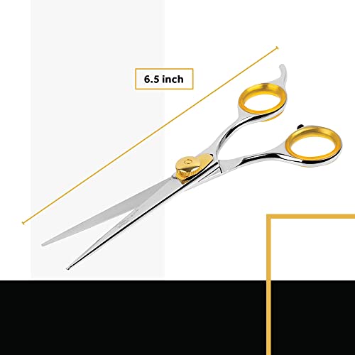 Sharf Gold Touch Pet Grooming Shear | Straight Cat & Dog Grooming Scissors | 6.5 Inch | 440c Japanese Stainless Steel Pet Dog Shearing Scissors | Animal Shears with Removable Comfort Rings - size: 6.5 Inches, style: Straight Scissors - Blunt Tip