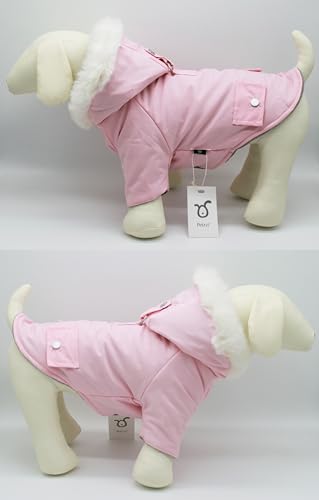 Pet Warm Dog Coat for Winter Cold Weather Clothes Hooded Dog Jacket Small Puppies Medium Large Dog Cat Clothes Insulated Padded Snow Parka - Alexander (Pink, Small) - color: Light Pink, size: Small