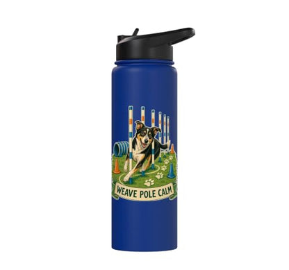 WEAVE POLE CALM Dog Agility Course Stainless Steel Insulated Water Bottle - color: Royal Blue