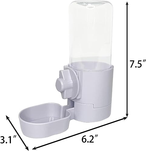 kathson 2Pcs Rabbit Water Bottle 17 OZ Bunny Hanging Water Fountain Automatic Guinea Pig Water Dispenser No Leak Drinking Feeder for Bunny Chinchilla Hamsters Cat Dog Small Animals(Grey)