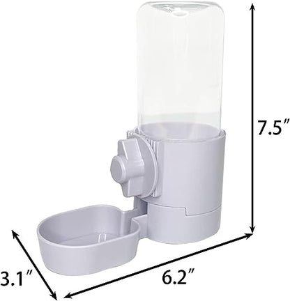 kathson 2Pcs Rabbit Water Bottle 17 OZ Bunny Hanging Water Fountain Automatic Guinea Pig Water Dispenser No Leak Drinking Feeder for Bunny Chinchilla Hamsters Cat Dog Small Animals(Grey)