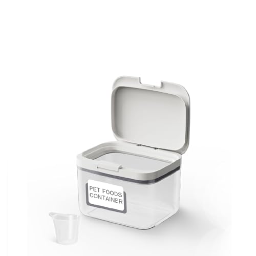 LivLab Mker Pet Food Storage Container 5 lbs Airtight Dog/Cat Food Container with Measuring Cup, BPA Free, Rice & Flour Storage Container for Dog Treats and Cat Food (3 lbs), White - color: (D980)-2.8L