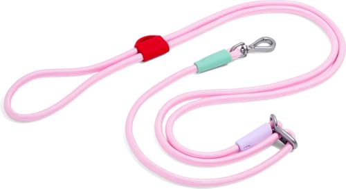 Wild One Hands-Free Adjustable Rope Dog Leash, Standard: 4' to 8.5' Long, .5" Wide, Adjustable for Crossbody, Waist & Handheld, Bubblegum - color: Bubblegum