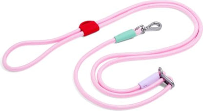 Wild One Hands-Free Adjustable Rope Dog Leash, Standard: 4' to 8.5' Long, .5" Wide, Adjustable for Crossbody, Waist & Handheld, Bubblegum - color: Bubblegum