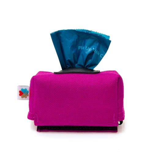 Dog Poop Bag Holder for Leashes, Cat Waste Bag Dispenser, 1000D Nylon, Attach to Cat Leash, Poop Bag Dispenser, Fits Standard Dog Poop Bags - Wildebeest(Pink) - color: Fuchsia(Pink)