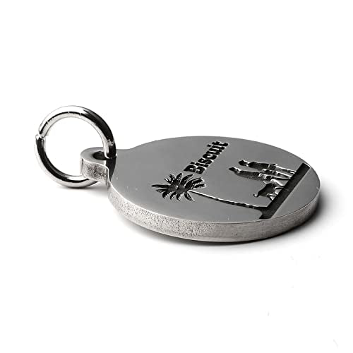 Deep Engraved Dog ID Tag Stainless Steel Personalized Customized Unique Pet ID Card Wolf Round (Family S) - size: Family S