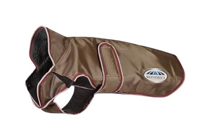WeatherBeeta ComFiTec Windbreaker Free Deluxe Dog Coat, Olive Green/Burgundy/White, 12" - color: Olive Green/Burgundy/White, size: 12"