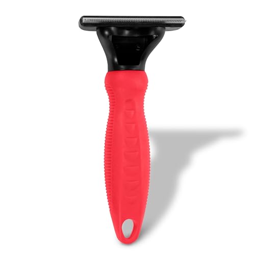 RYAN'S PET SUPPLIES Deshedding Tool, Red, Medium, Professional Dog Grooming Brush for Shedding, Pet Hair Remover, Fur Removal Brush for Medium and Long Pet Hair - size: Medium