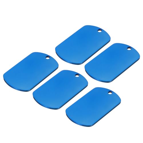 MECCANIXITY Metal Blank Tags Stamping, 1.8"x1" Blue Stainless Steel Blank Dog Tags DIY Engraving Blank Tags for Pet Dog ID Tags, Pendant Decoration, Craft Tags, Pack of 5 - color: Blue, size: 1.77"x1.02"
