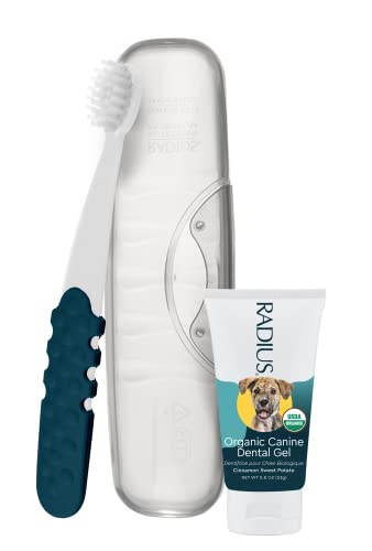 RADIUS USDA Organic Dental Solutions Adult Kit 2 Units, Includes 1 Dog Toothbrush & 1 0.8oz Toothpaste, Firm Bristle & Non Toxic Toothpaste for Dogs, Designed to Clean Teeth, Xylitol Free - style: Adult - Pack of 2