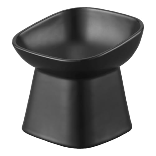 Yamazaki Home Tower Elevated Ceramic Pet Food Bowl - Angled, Non-Slip, Microwave & Dishwasher Safe - 6.7Oz - color: Black
