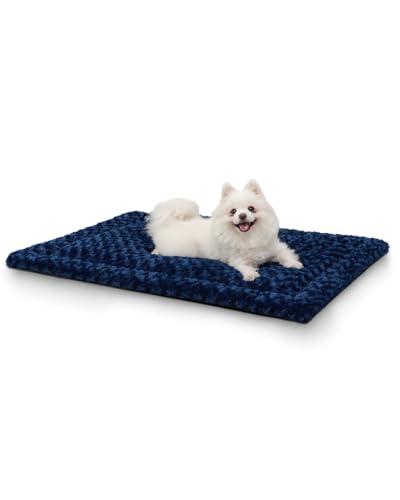 Washable Dog Bed Mat Crate Pad Soft Fluffy Pet Kennel Beds Dog Sleeping Mattress for Large Jumbo Medium Small Dogs, 30 x 19 Inch, Blue - color: Blue, size: 30.00" x 19.00" x 1.50"