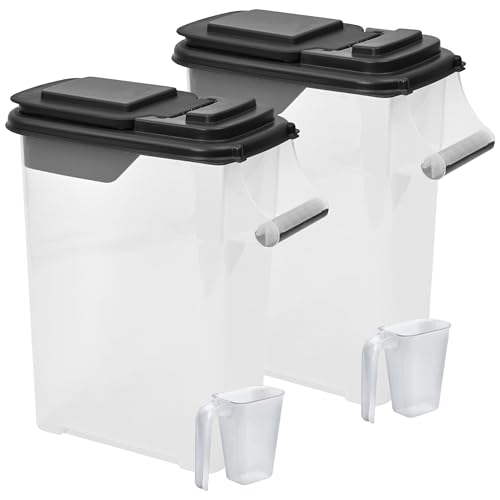 Buddeez Pet Food Storage Containers - Capacity Dog Food Storage Container, Cat Food Container, Bird Seed Storage Container, with Durable EZ Grip Handle, EZ Flip Lid & Scoop (2 Pack) 16 QT/16 LB - color: Black, size: 2 Pack (16 Quart)