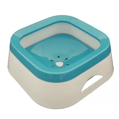 Anti-Splash Slow Water Bowl No Spill Water Feeder for Dogs and Cats 35 Oz Non-Slip Vehicle Carried (Lake Blue, M) - color: Lake Blue