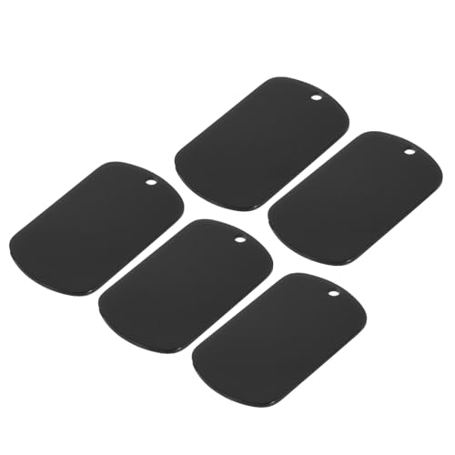 MECCANIXITY Metal Blank Tags, 2"x1.1" Black Stainless Steel, 5 Pack DIY Engraving Tags for Pet ID, Keychains, Decorations - color: Black, size: 1.97"x1.1"