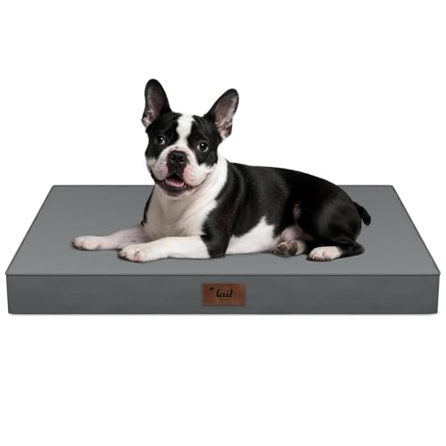 Orthopedic Waterproof Dog Bed for Small Dogs and Cats | Egg Crate Foam for Joint Support, Fits 30x19 Crates, TPU Waterproof Layer, Machine Washable 1680D Oxford Cover, Up to 30 lbs - color: Grey, size: 29.0"L x 18.0"W x 3.0"Th