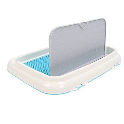RiToEasysports Dog Potty Tray Indoor Toilet for Small to Medium Dogs Made of Plastic with Wall Cover Easy Clean 66 X 46.5 X 27.5cm (Blue)