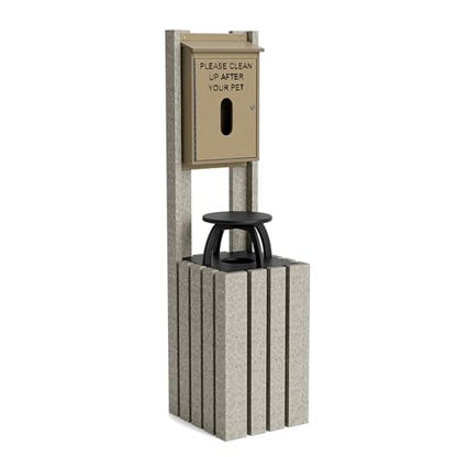Pet Waste Station for Dog Parks, Trails & Public Spaces | Made of Highly Durable Recycled Wood | Built in Trash Can and Bag Dispenser | Weather Resistant & Built to Last - Weathered - color: Weathered