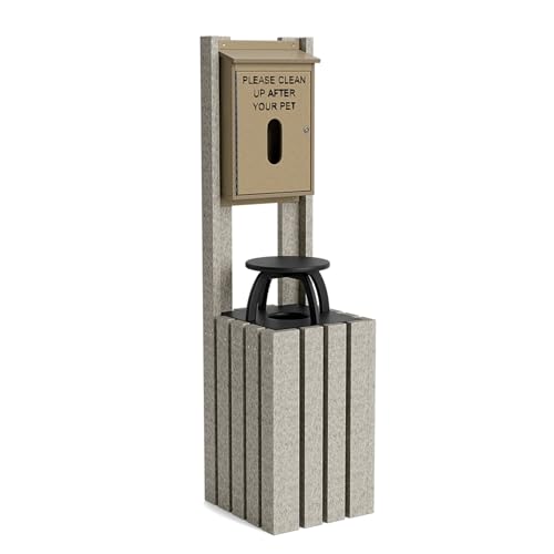 Pet Waste Station for Dog Parks, Trails & Public Spaces | Made of Highly Durable Recycled Wood | Built in Trash Can and Bag Dispenser | Weather Resistant & Built to Last - Weathered - color: Weathered
