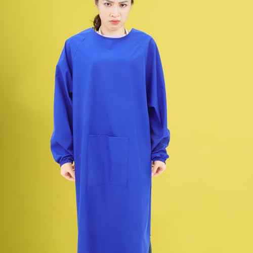 HOMSFOU Waterproof Apron with Long Sleeves Oilproof and Easy to Maintain Smock for Dishwashing Kitchen Work - color: Blue
