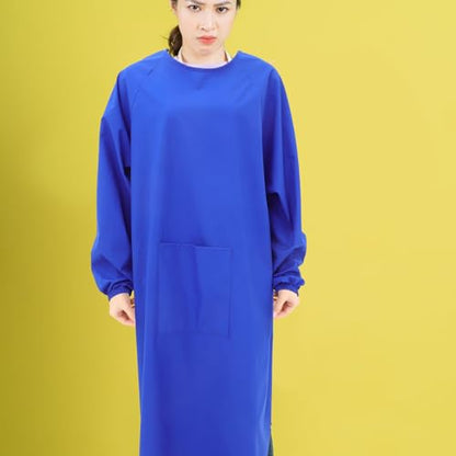 HOMSFOU Waterproof Apron with Long Sleeves Oilproof and Easy to Maintain Smock for Dishwashing Kitchen Work - color: Blue