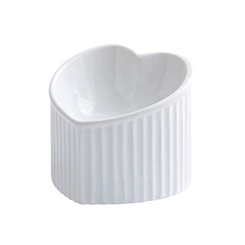 White Ceramic Raised Cat Bowls, Tilted Elevated Food or Water Bowls, Stress Free, Backflow Prevention, Dishwasher and Microwave Safe, Lead & Cadmium Free - color: White