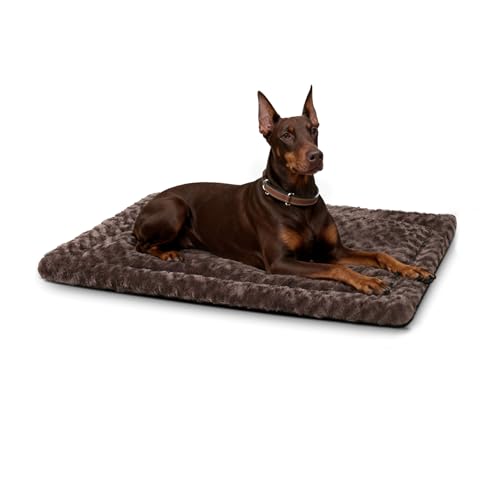 Washable Dog Bed Mat Crate Pad Soft Fluffy Pet Kennel Beds Dog Sleeping Mattress for Large Jumbo Medium Small Dogs, 48 x 30 Inch, Brown - color: Brown, size: 48.00" x 30.00" x 1.50"