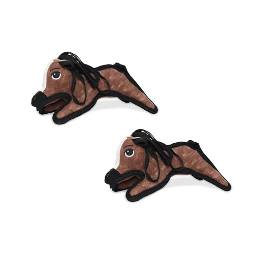 TUFFY® : 2 Pack Pony Dog Toy: Ultra Durable Plush Toy with Multiple Layers & Reinforced Seams, Washable and Floats, Original Construction - color: 2PK Brown Pony