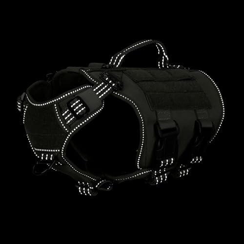 ICEFANG GN3 Tactical Dog Harness with 6X Quick Release Buckles,Molle Compatible Dog Vest,Adjustable Snug fit, Loop Panels for Dog Patch,No Pulling Front Leash Clip (X-Small (Pack of 1), Ranger Green) - color: Ranger Green, size: XS (Pack of 1)