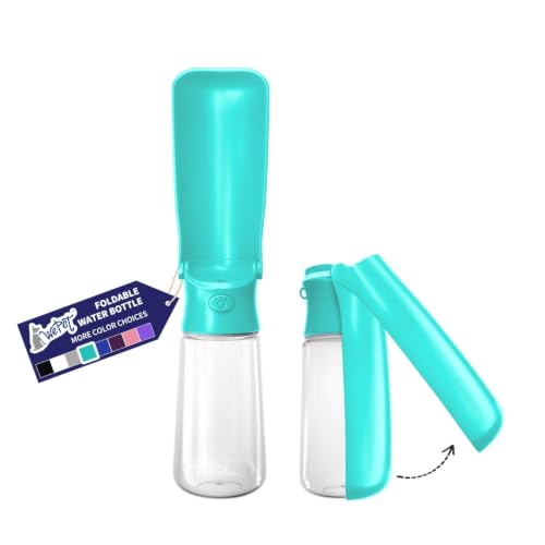 WePet Foldable Portable Dog Water Bottle Puppy Water Dispenser with Drinking Feeder, 19 OZ, High-Temperature Resistant Leak Proof for Pets Outdoor Walking, Hiking, Travel, Food Grade Plastic BPA Free - color: #01 Aqua, size: 19 oz