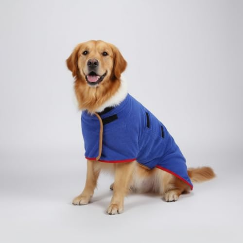 Dog Bathrobe Super Absorbent Quick Dry Microfiber Pet Drying Towel Adjustable Straps XS-XL (Blue,X-Large (77-99 lbs)) - color: Blue, size: X-Large (77-99 lbs)