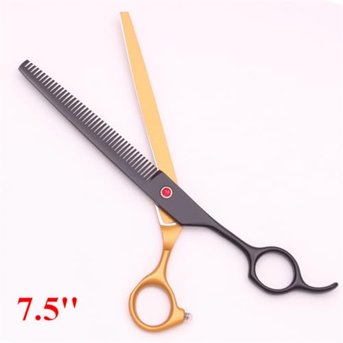 Professional Pet Grooming Shears Set – 7.5" Straight & Curved Cutting Scissors, 7.5" Thinning & Fishbone Shears with Grooming Comb, Complete Scissors Kit for Dogs & Cats (Black&Gold) - color: Black&gold