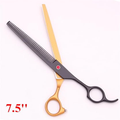 Professional Pet Grooming Shears Set – 7.5" Straight & Curved Cutting Scissors, 7.5" Thinning & Fishbone Shears with Grooming Comb, Complete Scissors Kit for Dogs & Cats (Black&Gold) - color: Black&gold