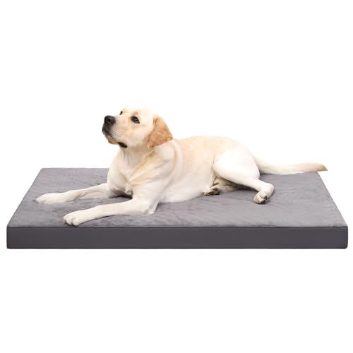KSIIA Orthopedic Dog Crate Bed - Waterproof, Washable Dog Bed with Egg Crate Foam & Removable Cover, 35 x 22 Inch, Dark Gray - color: Dark Grey, size: 35.0"L x 22.0"W x 3.0"Th