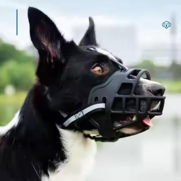 BreatheEZ Dog Muzzle – Soft Silicone Basket Muzzle for Small & Medium Dogs, Breathable Humane Fit, Prevents Biting Chewing Barking, Adjustable for Training Grooming Vet Visits