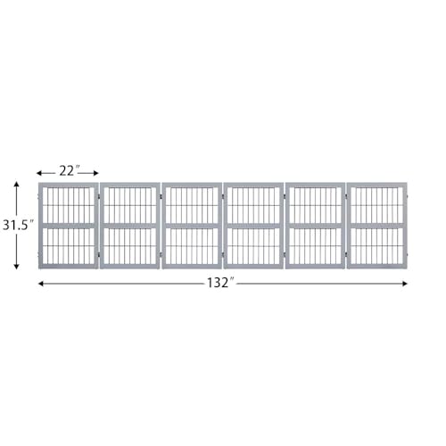 unipaws 132" Extra Wide Dog Gate, 31.5” Height Free Standing Tall Pet Fence, Foldable Cat Barriers for Home, Doorway, Stairs, Indoor Use, Grey