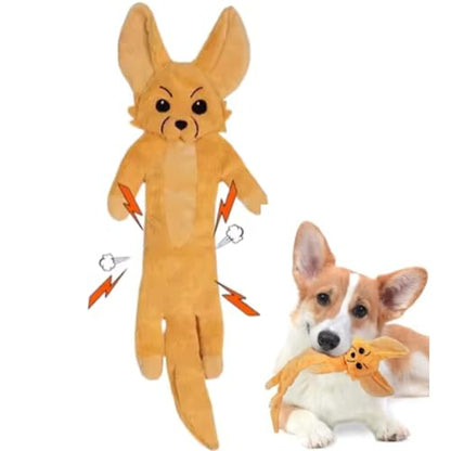 Fox Dog Toy, No Stuffing Plush Squeaky Crinkle Toy for Gentle Chewing & Interactive Play, Puppy Chew Toy for Small Medium Large Dogs, Tail Town - color: Fennec Fox