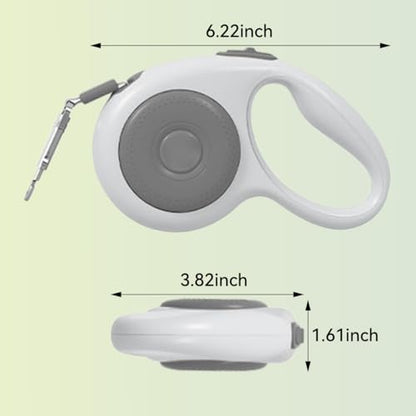 12 Feet Retractable Dog Leash, Nylon Tape Lead for Small Dogs up to 26 lbs, One-Handed Brake and Pause Function(Hamburger Grey) - color: Grey